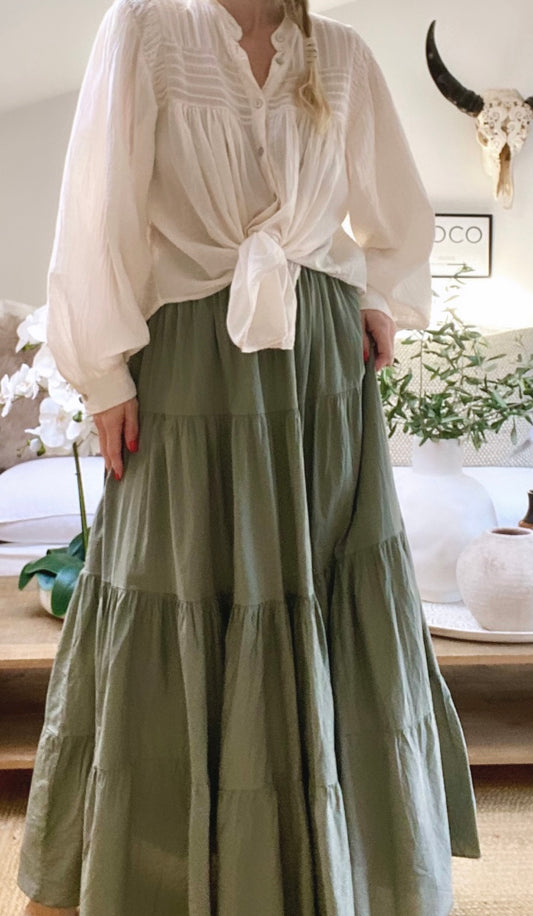 LILOU khaki cotton petticoat
