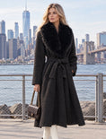 Load image into Gallery viewer, Manteau long  ceinturé col fourrure ARIANA
