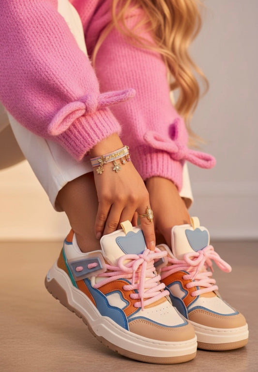 Baskets Multicolores Cœur BROOKE 🩷 | Sneakers Girly Tendance