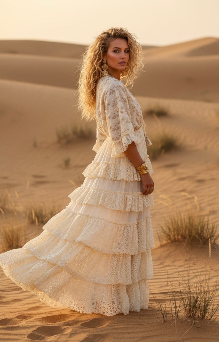 Robe Longue Bohème LORELEI — Volants & Dentelle Gypsy