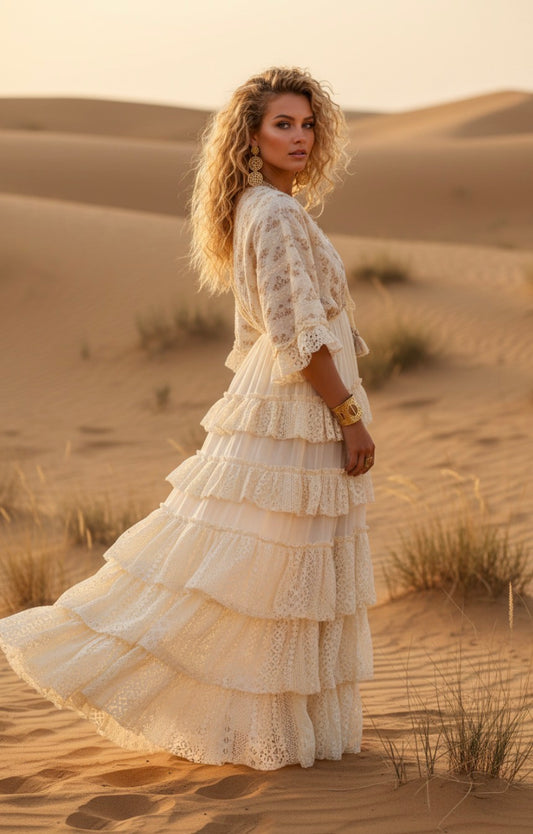 Robe Longue Bohème LORELEI — Volants & Dentelle Gypsy
