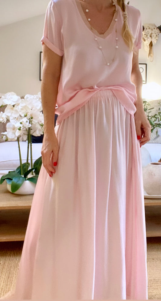 Pastel pink silk skirt MILA
