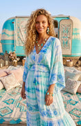 Charger l'image dans la visionneuse de la galerie, ✨ Robe Longue Tie and Dye Bohème Gipsy JASMINE 🌊 Turquoise et sequins
