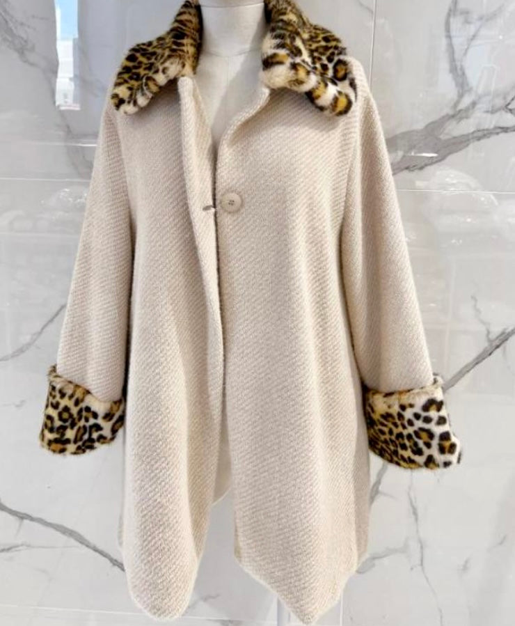 Manteau laine leopard SERENA