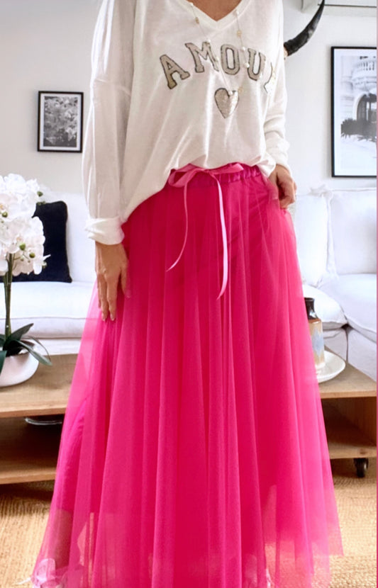 Neon pink tulle skirt NINI 2 sizes