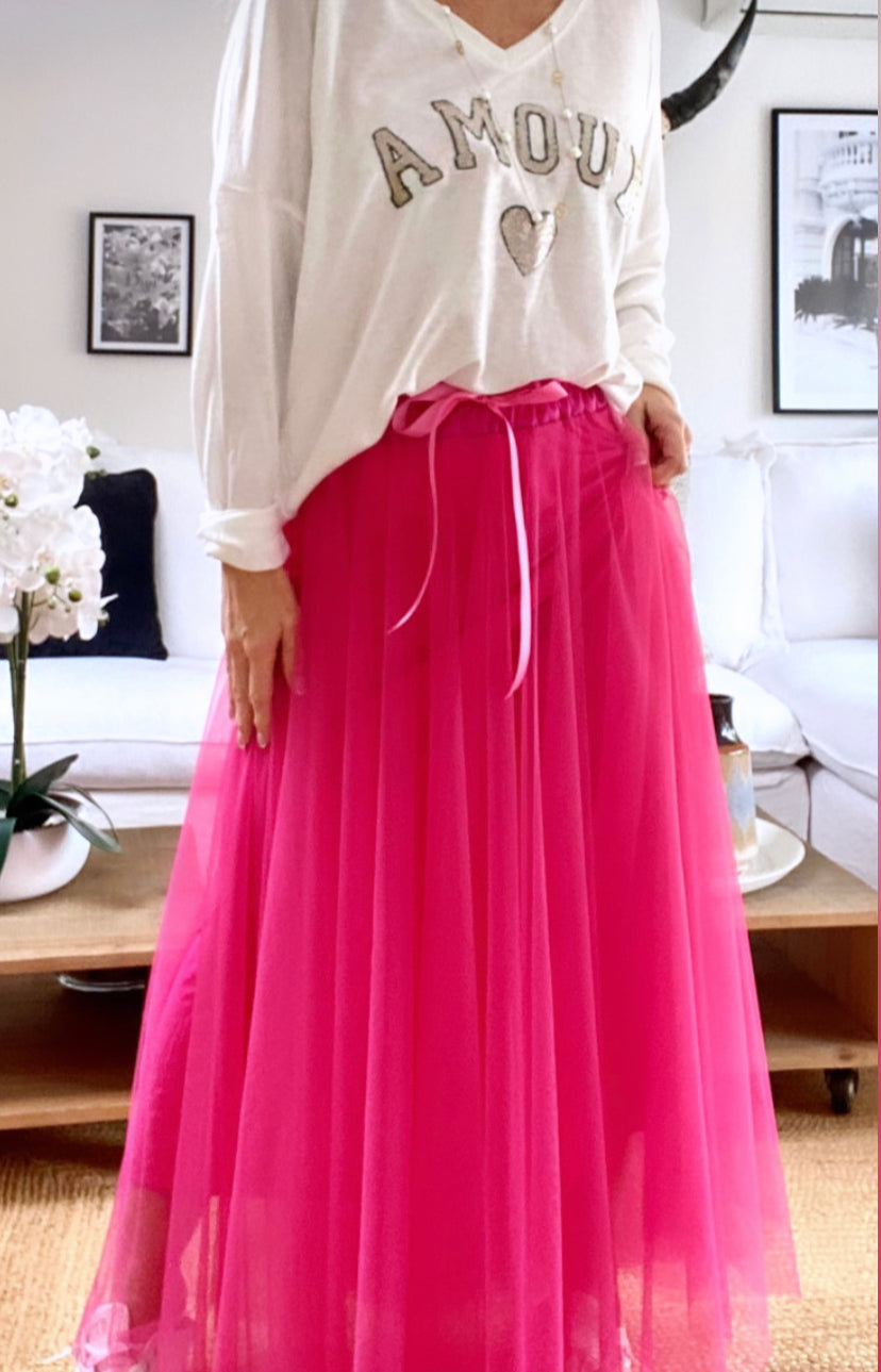 Neon pink tulle skirt NINI 2 sizes