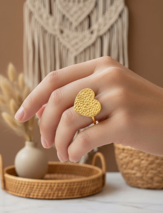 Bague PAOLA cœur martelée