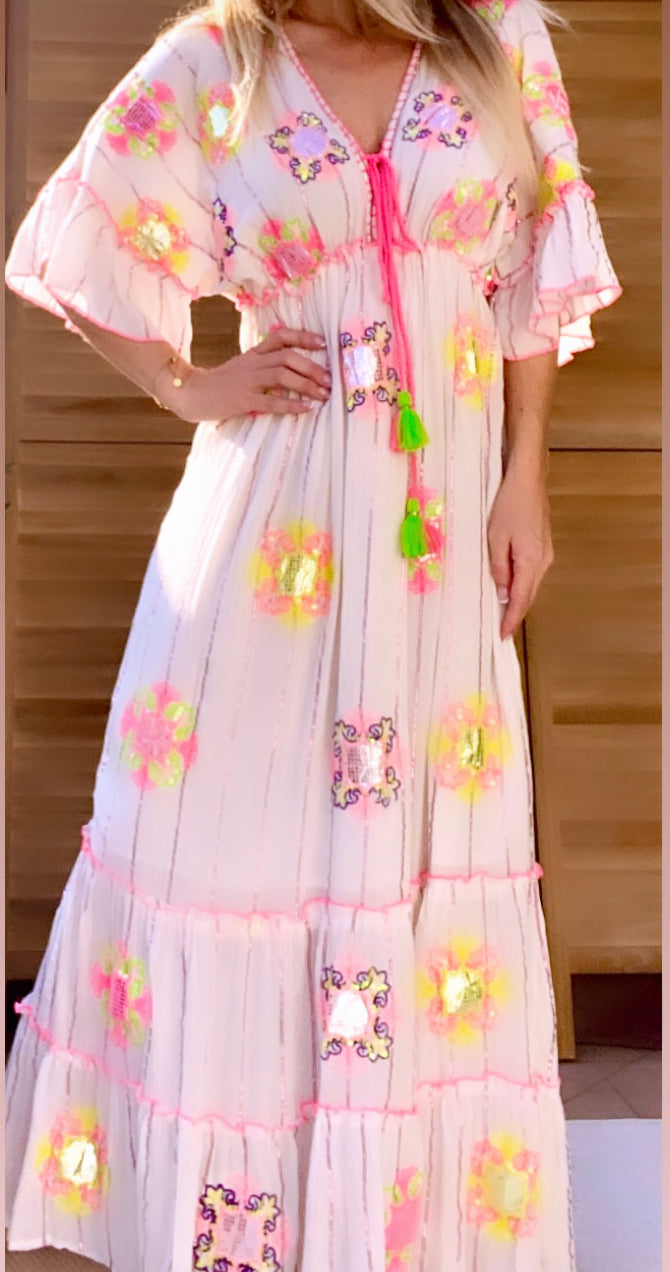 Long bohemian dress LOLITA pink