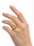 Charger l'image dans la visionneuse de la galerie, Bague ROSIE — Multi Rangs Dorée Breloques Papillon & Fleur🌸
