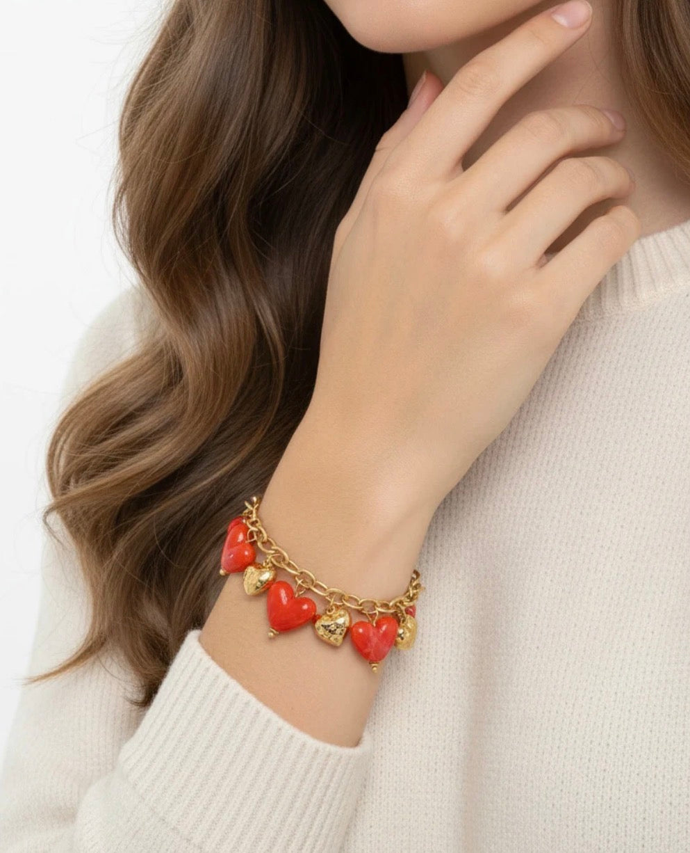 Bracelet ALICE — Bracelet Breloques Cœurs ♥️