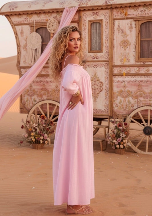 Robe Épaules Dénudées ISABELLA – gaze de Coton Italien | Taille Unique