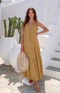Charger l'image dans la visionneuse de la galerie, Robe LAURA – Gaze de Coton Camel | Robe Bohème Chic Taille Unique
