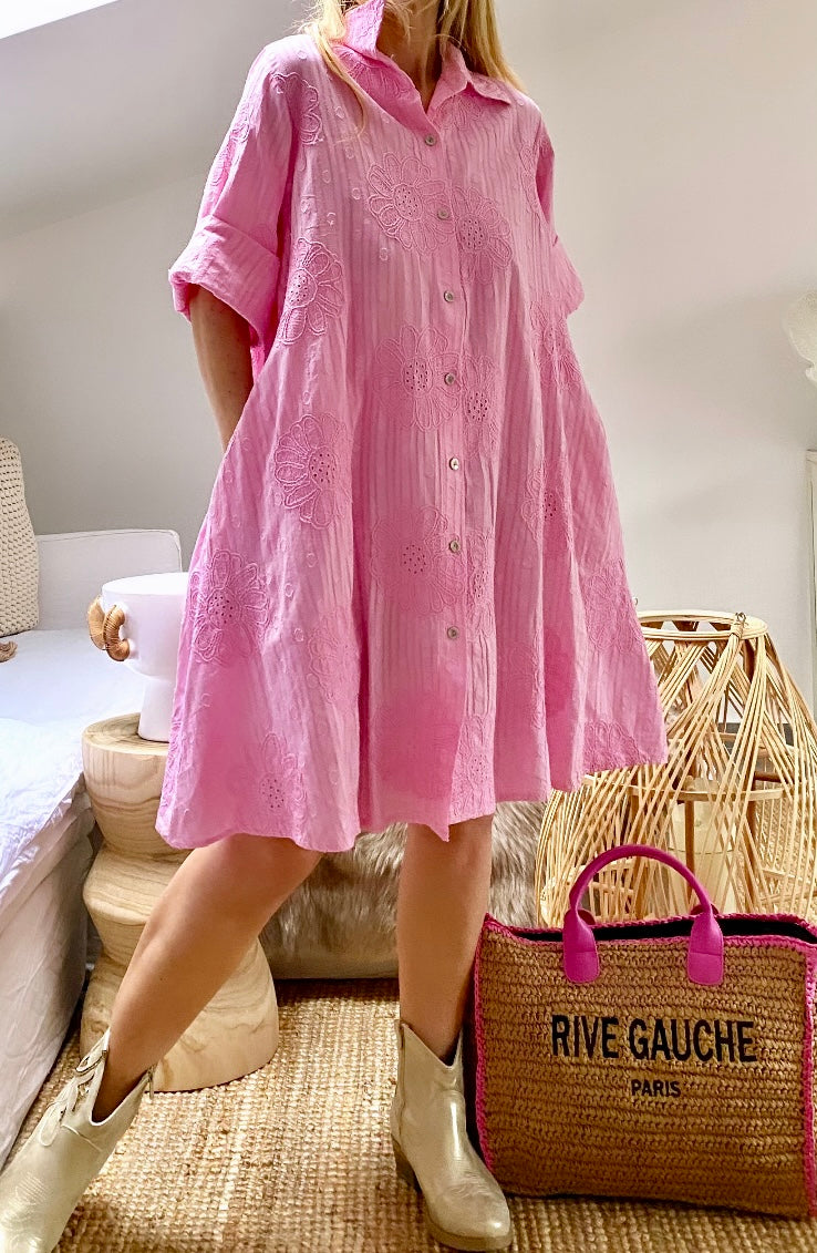 Robe coton rose ROSALIE