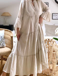 Load image into Gallery viewer, Robe longue coton beige  IRINA
