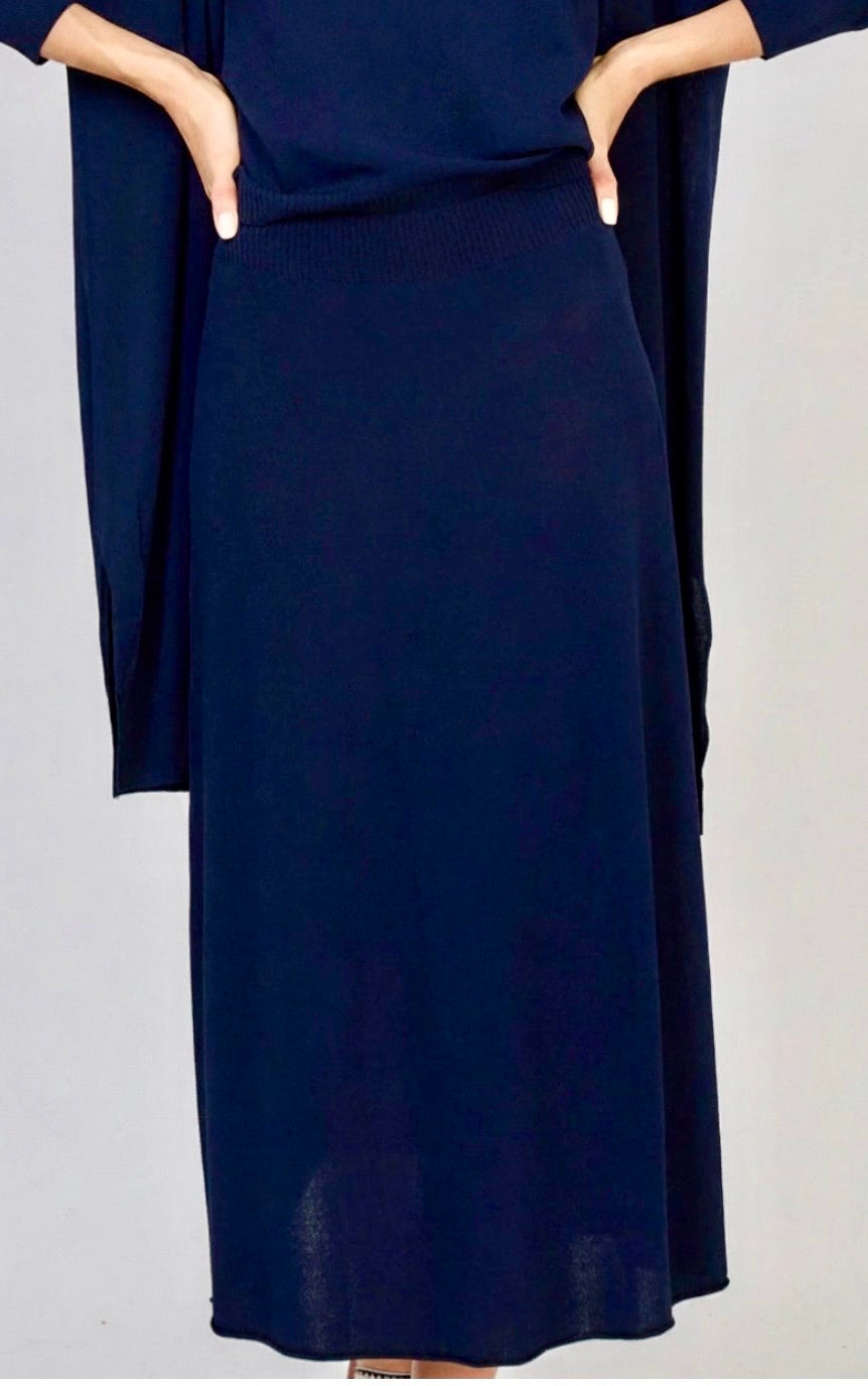 Jupe Maille Marine CAROLINE — Légère & Évasée