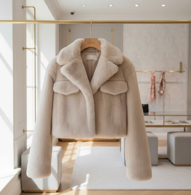 Blouson fausse fourrure beige LUIJI