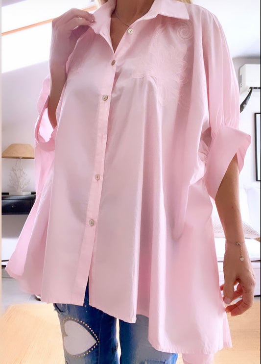 POPY pink oversized poplin blouse