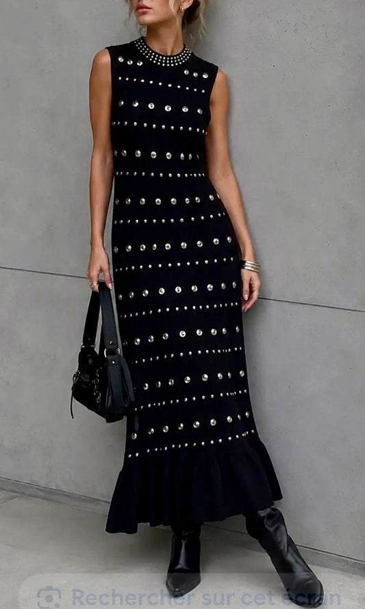 Robe Longue sirène SANDRA Clous argents