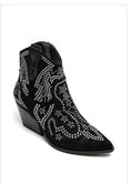 Load image into Gallery viewer, Boots Santiags Noires Cloutées MADISON – Effet Daim Rock Chic
