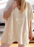 Load image into Gallery viewer, Thin ecru viscose sweater with hearts JESSY
