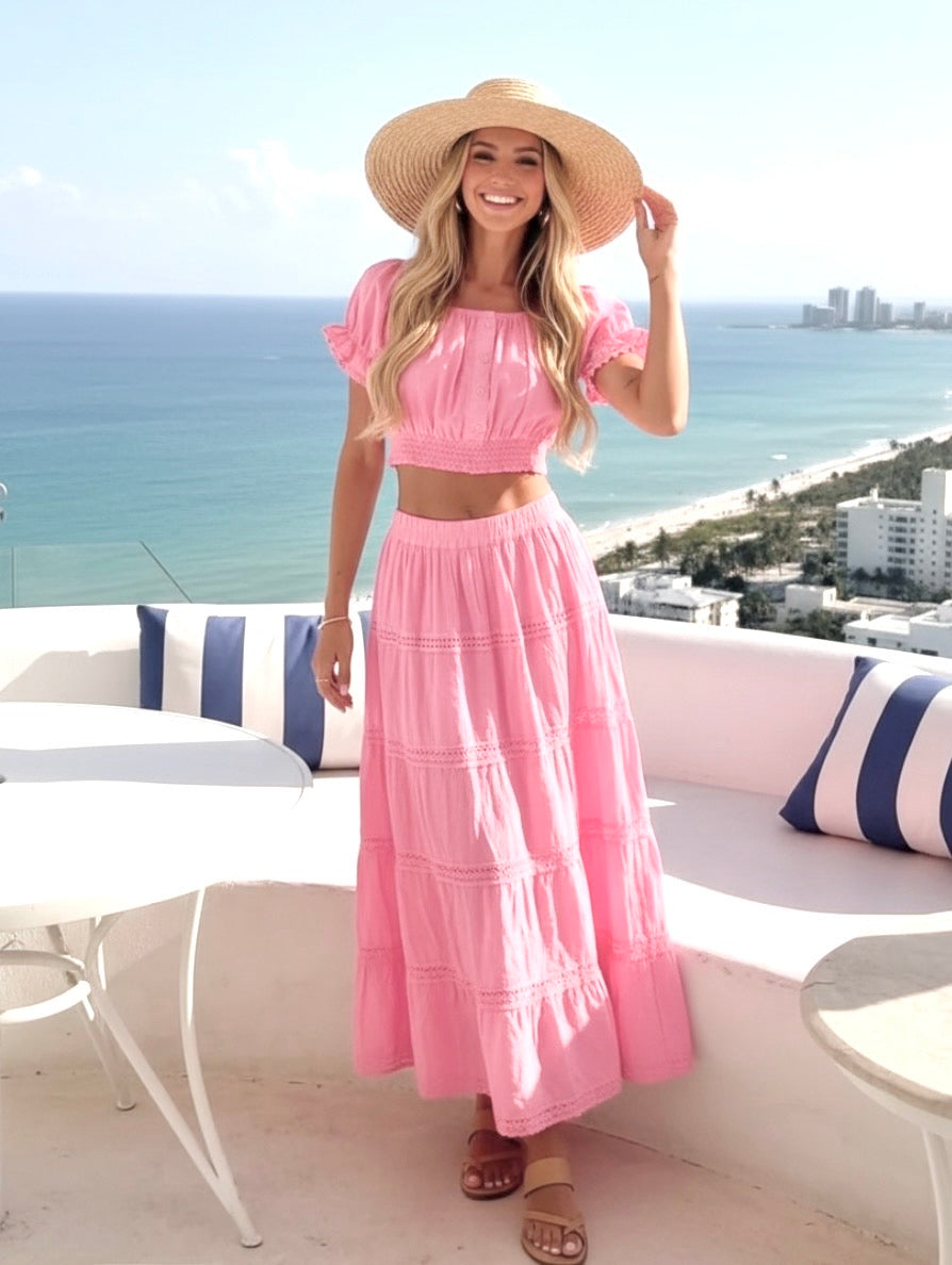 Jupe BARBARA – Jupon Bohème Rose Brodé