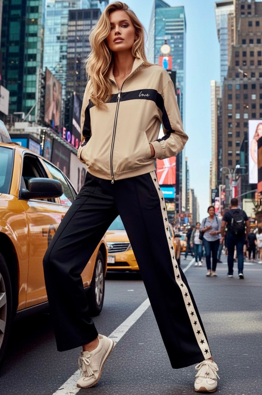 Veste Zippée jogg Beige LENOX — Col Montant