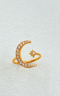 Cargar la imagen en la vista de la galería, Bague Lune & Brillants CLOTILDE | Ajustable Dorée💫🌙

