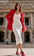 Load image into Gallery viewer, Blazer SCARLETT Rouge Plumes – Tendance chic♥️
