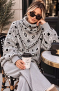 Load image into Gallery viewer, Pull avec foulard bandana en maille grise JOE
