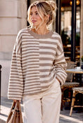Load image into Gallery viewer, Pull marinière femme beige oversize AMOUR
