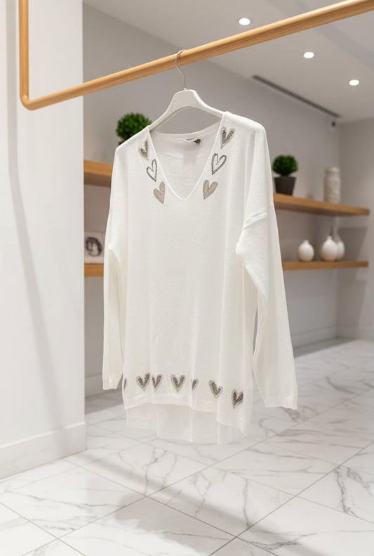 Pull fin viscose cœurs COLETTE