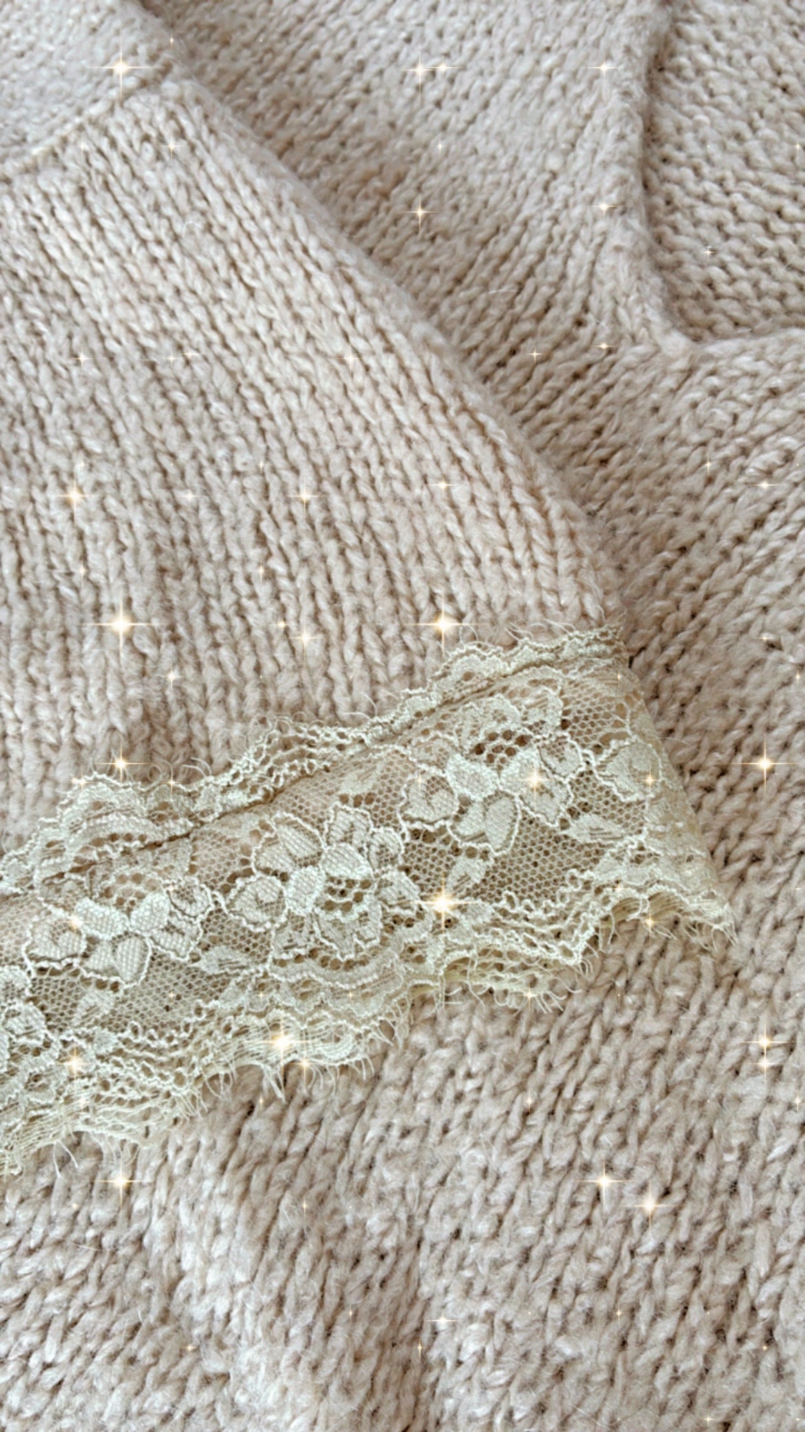 Pull maille laine et dentelle COCOONING