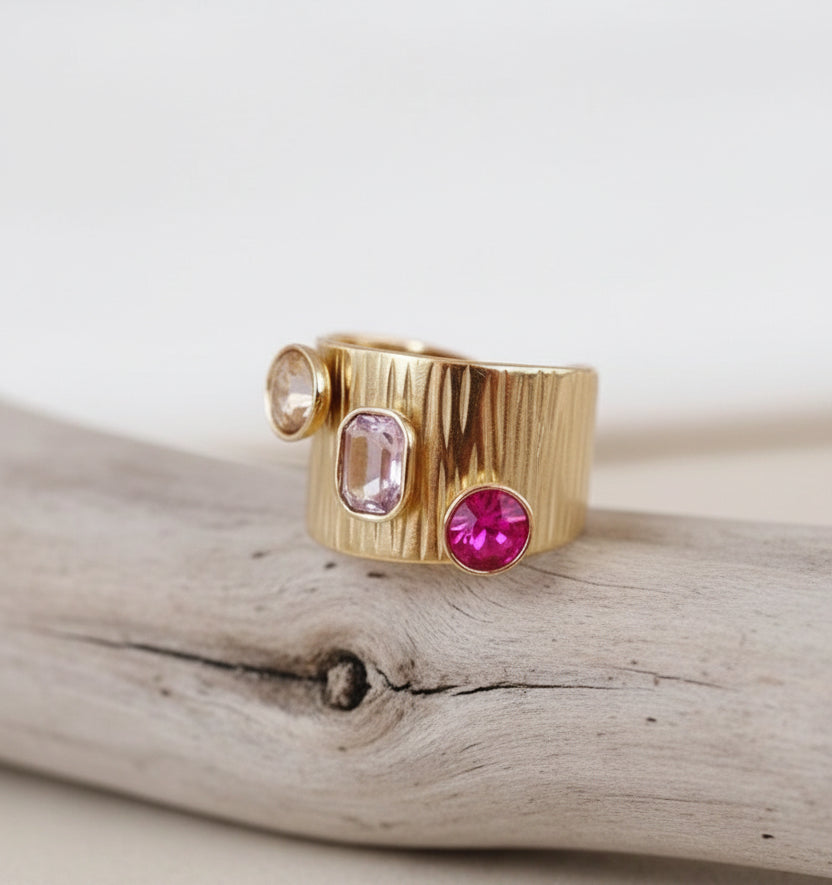 Bague Dorée Juana 💎 | Pierres & Effet Martelé Style Mille et Une Nuits