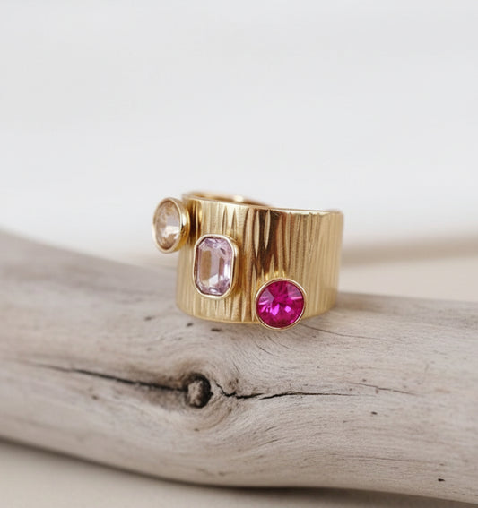 Bague Dorée Juana 💎 | Pierres & Effet Martelé Style Mille et Une Nuits