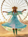 Load image into Gallery viewer, Robe Longue Bohème COACHELLA | Turquoise, Sequins argents  💫🌴
