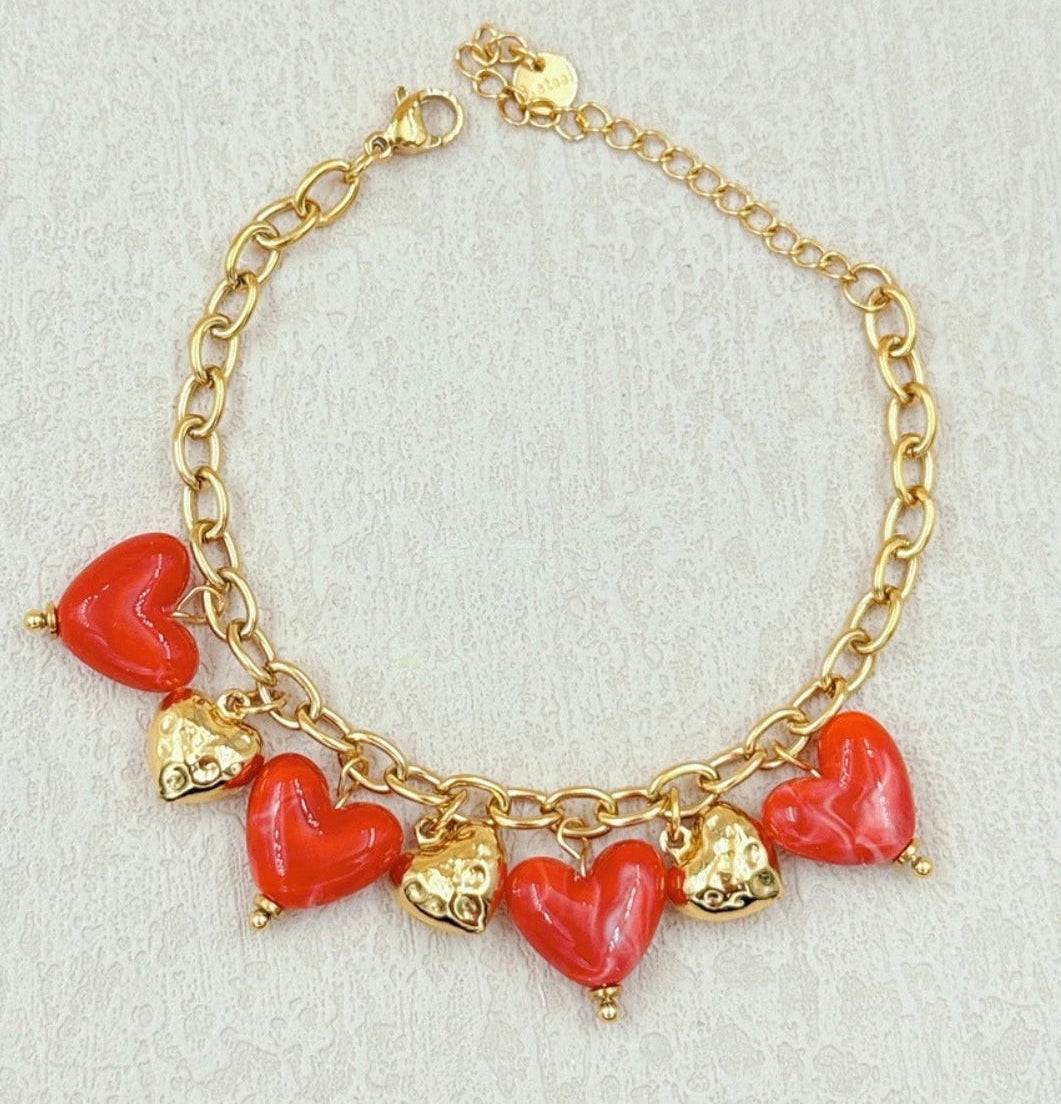 Bracelet ALICE — Bracelet Breloques Cœurs ♥️