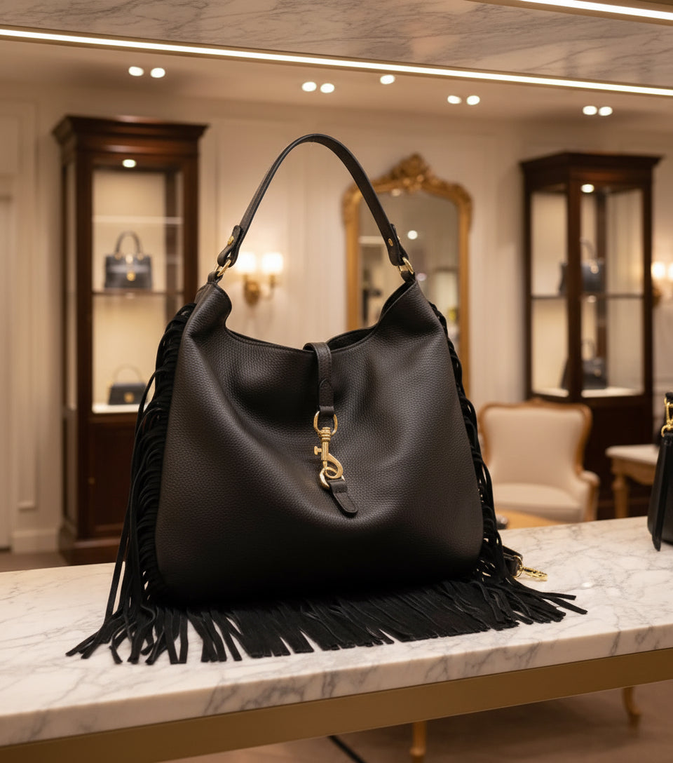 Sac cuir à frange LORENZI