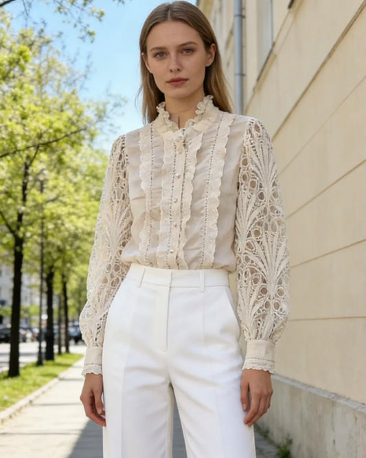 Chemisier beige dentelle LAORA