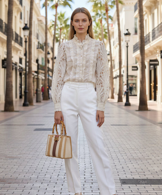 Chemisier beige dentelle LAORA