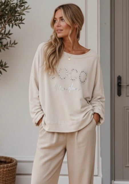 Sweat COCO Mon Amour Pailleté ✨ Noir ou Beige