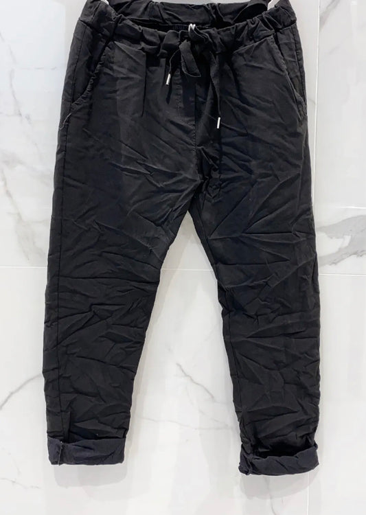 Pantalon noir toile unie LÉA 2 tailles