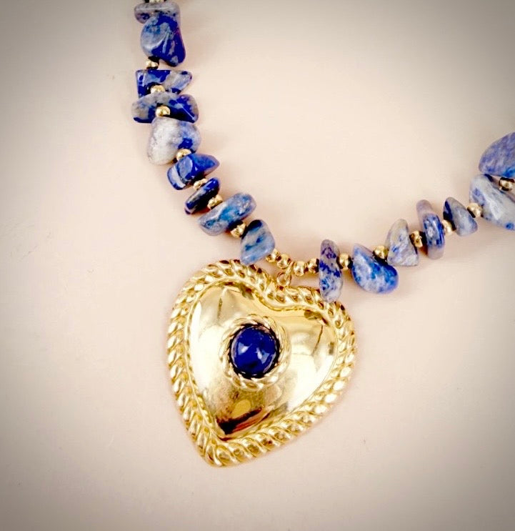Collier Cœur Azucena | Pierres Bleues Style Mille et Une Nuits✨