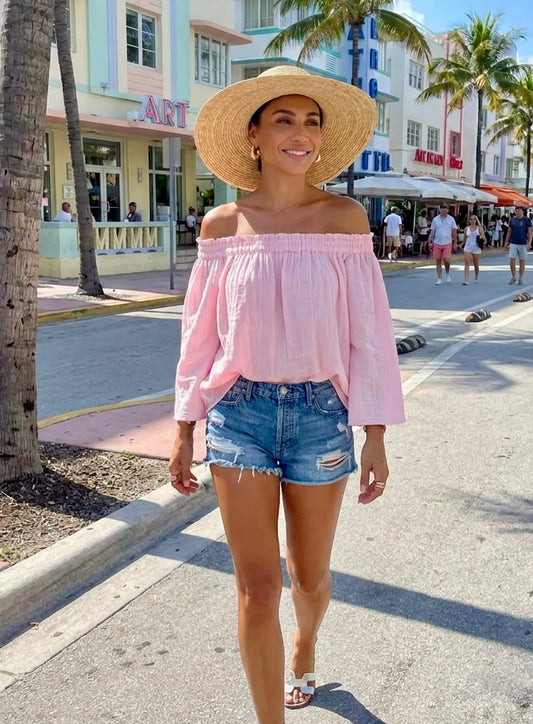 Blouse Bustier Coton NAIA – Top Élastique Bohème Chic Femme | Resort Été