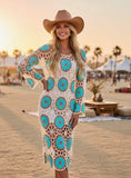 Charger l'image dans la visionneuse de la galerie, Robe Crochet Turquoise NEVADA – Robe Midi Bohème Ajourée🩵🌴
