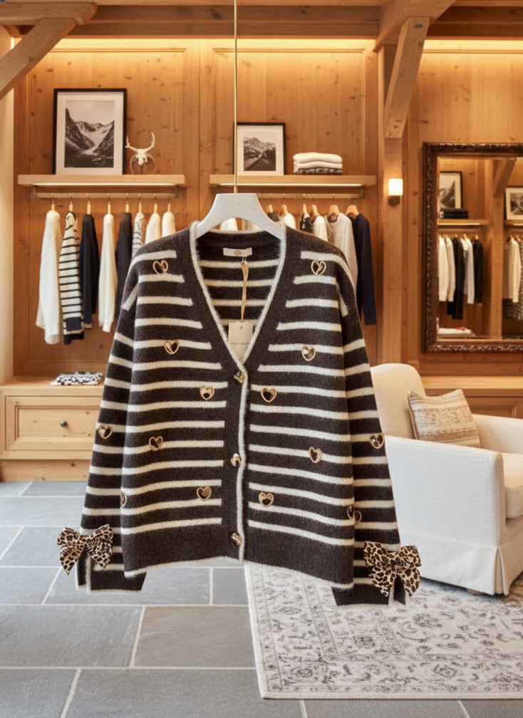 Gilet chocolat marinière ÉLOÏSE