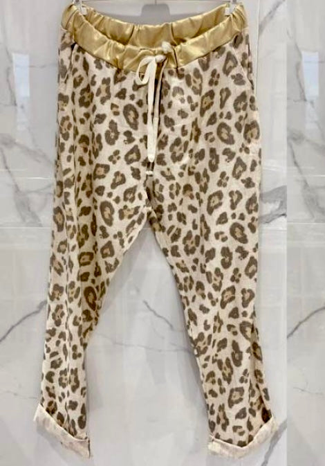 Pantalon lin léopard LEO grande taille