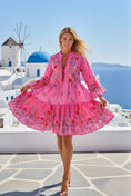 Cargar la imagen en la vista de la galería, Robe Bohème Rose Florale SOFIA – Coton| Manches Évasées | Resort Été
