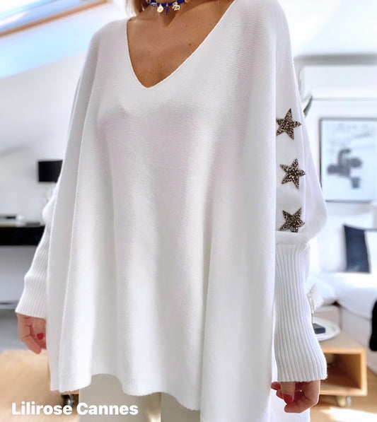 Pull blanc OXFORD