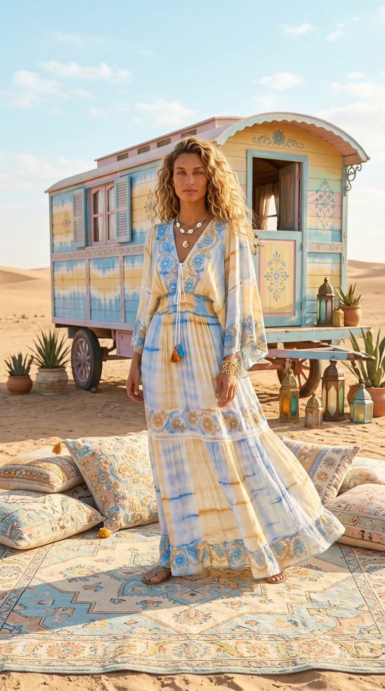 ✨ Robe Longue Tie and Dye Bohème JASMINE sequins💫