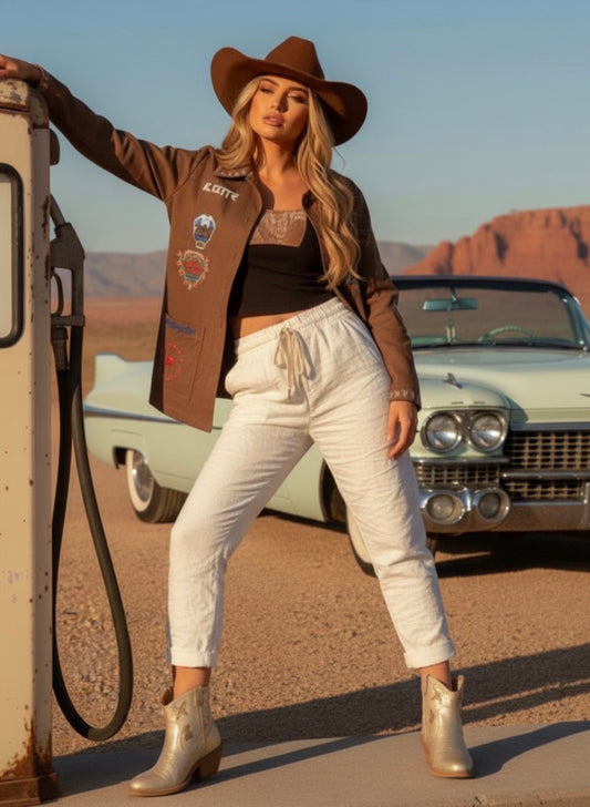 Pantalon LÉA – Toile & Taille Élastique coupe confort